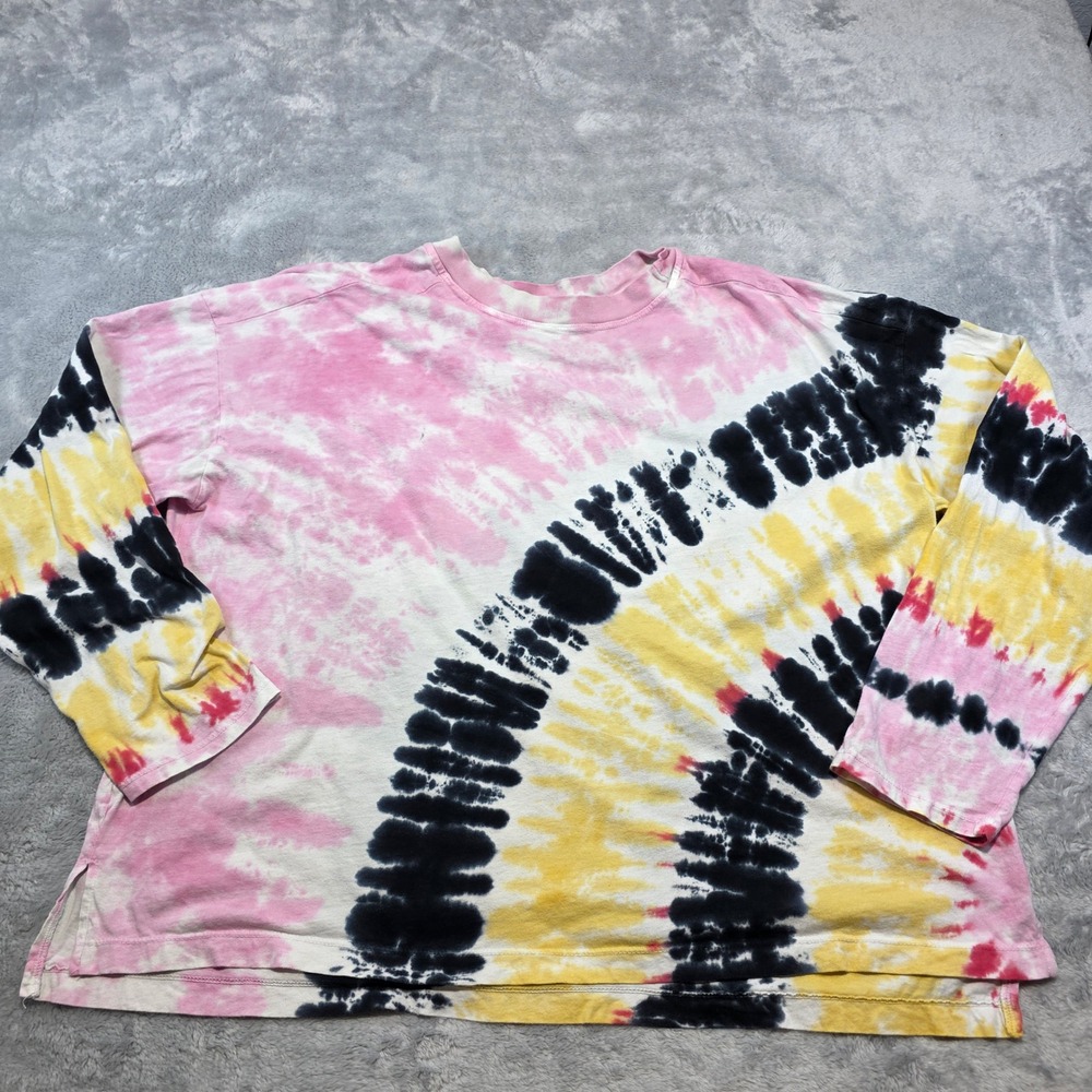 Electric & Rose Women XL Pink Tie-Dye Long Sleeve‎ T-Shirt Relaxed Fit Cotton